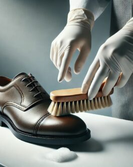 DALL·E 2024-11-06 14.51.38 - A realistic, high-quality image representing a shoe cleaning service. The photo should feature a clean, polished shoe being carefully brushed or wiped